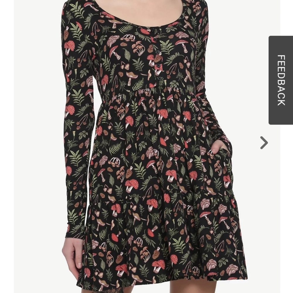 *ISO* Woodland Mushroom Tiered Long Sleeve Dress Hot Topic